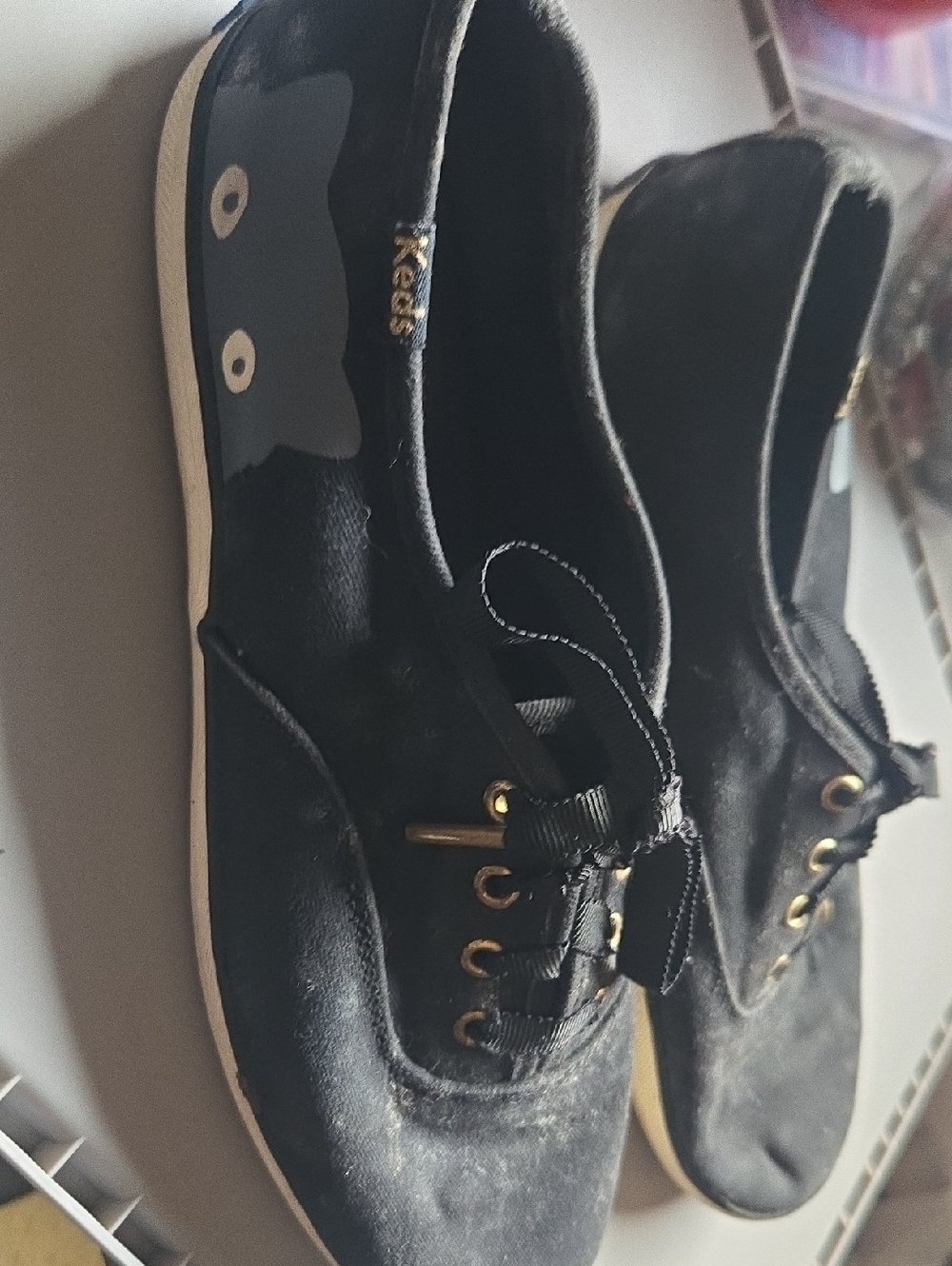 Keds Taylor Swift Black Canvas Sneakers with Gold Accents